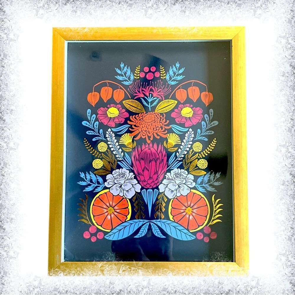 Pier One Imports Framed Artwork, “Psychedelic Forest.” Gold Frame. 14” x 11” - Picture 4 of 6